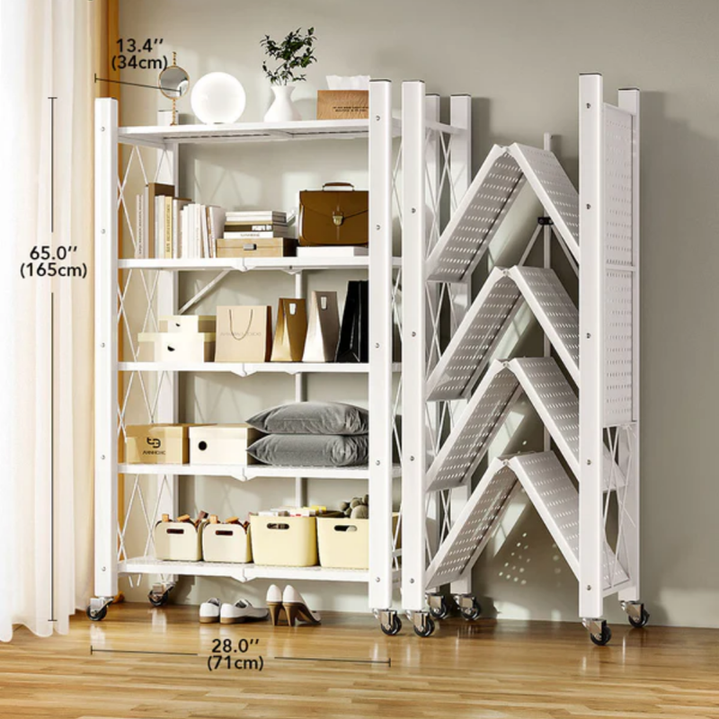 MaxOrganize™ Estantería Plegable 5 Niveles con Ruedas
