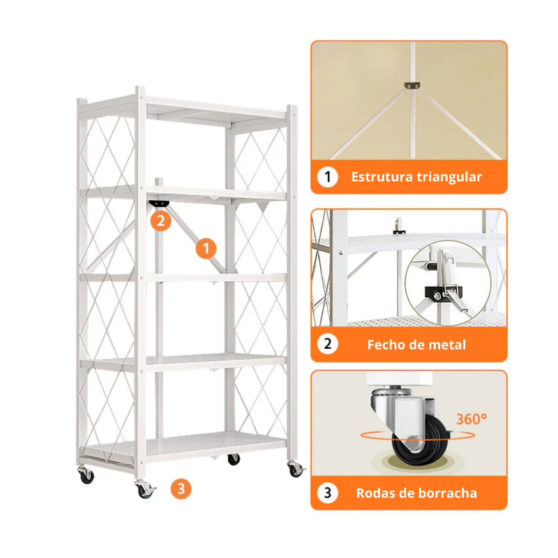 MaxOrganize™ Estantería Plegable 5 Niveles con Ruedas